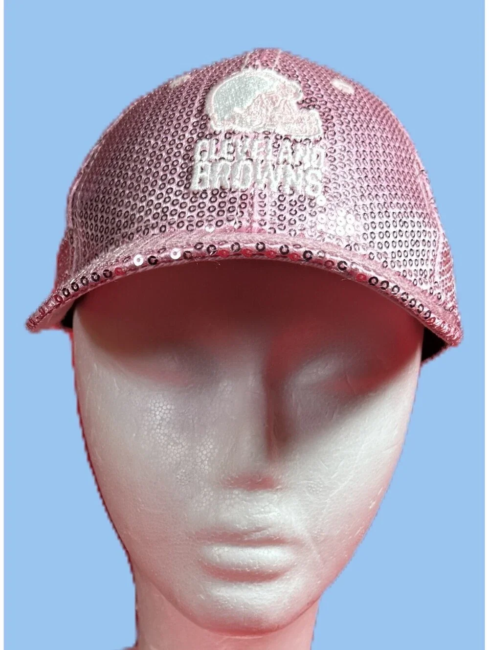 New Era Cleveland Browns Pink Sequin 9Forty Strapback Hat Child Girls NEW